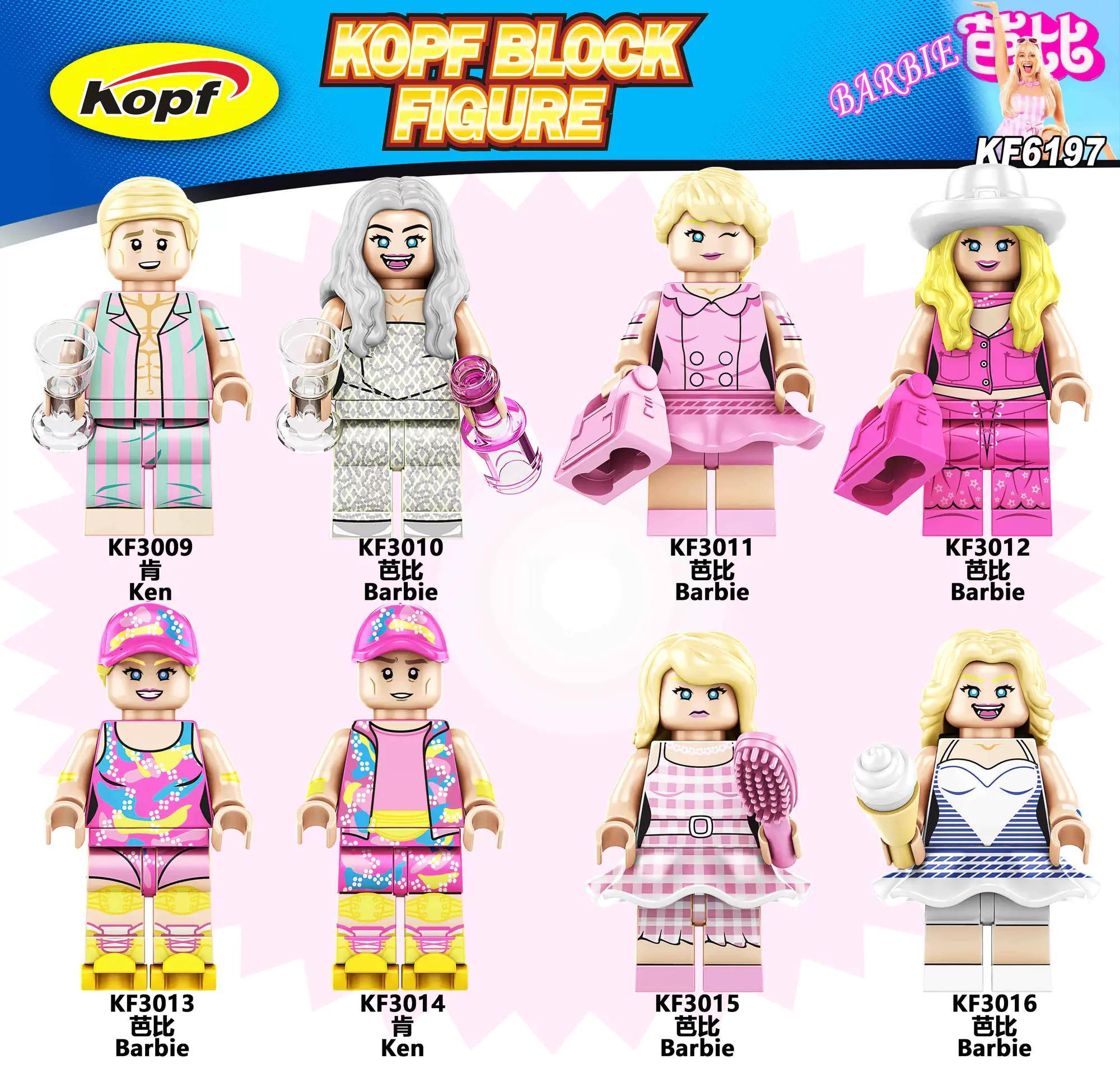 Bộ đồ chơi lắp ghép Barbie và Ken Kopf KF6197, 8 nhân vật búp bê thời trang, phù hợp cho bé gái 6 tuổi, phong cách thời trang
