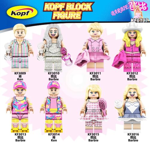 Bộ đồ chơi lắp ghép Barbie & Ken KF6197 của Kopf, gồm 8 nhân vật minifigure thời trang, phù hợp cho bé gái 6 tuổi