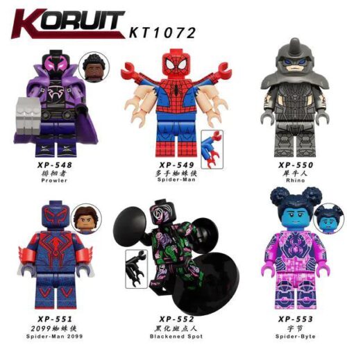 Minifigure Spider-Man KORUIT XP-549 với nhiều tay, màu đỏ xanh dương, đồ chơi lắp ghép cho bé trai 6 tuổi