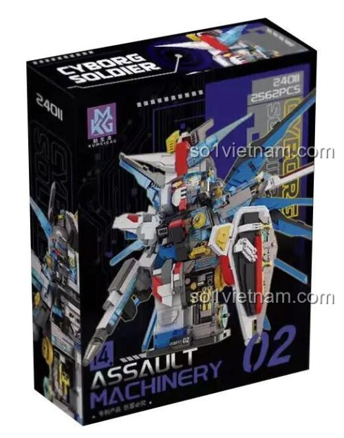 Hộp sản phẩm bộ lắp ghép Assault Machine KuMeGao 24011, có ghi 2562PCS, phù hợp cho bé trai 14 tuổi