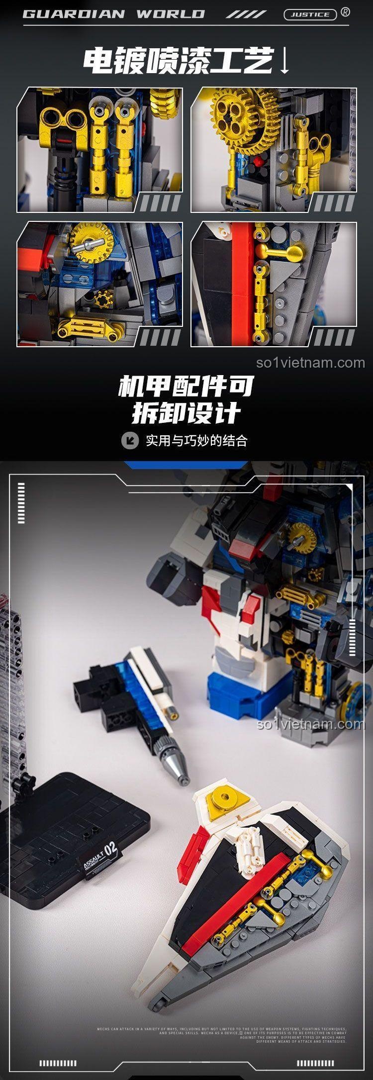 Các khớp nối linh hoạt của bộ lắp ghép Assault Machine KuMeGao 24011, cho phép tạo nhiều tư thế