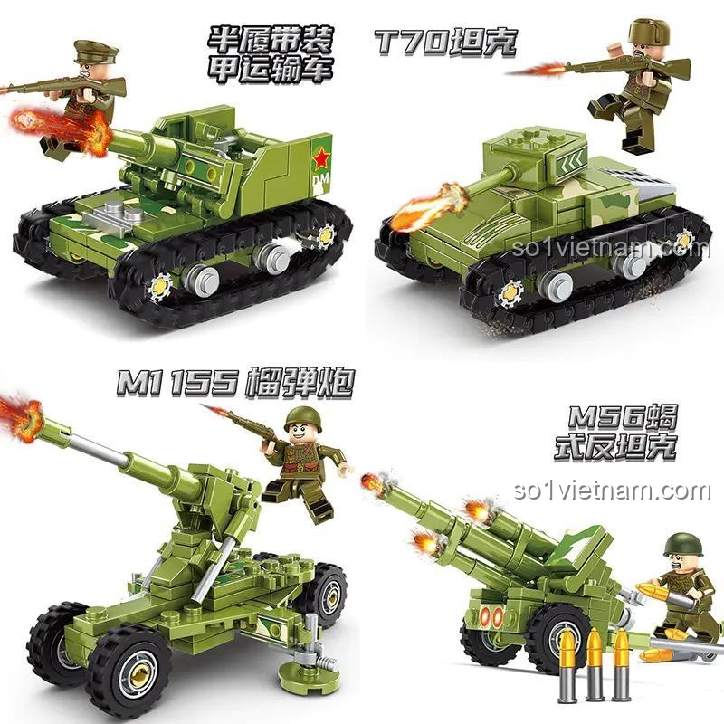 Bộ xếp hình Pháo Phản Lực Katyusha KUYU MOXING KY7028, mô hình quân sự với hiệu ứng bắn đạn nhựa, đồ chơi giáo dục cho bé trai 6 tuổi, chất lượng cao.