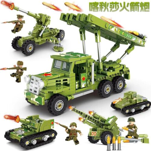 Bộ lắp ghép Pháo Phản Lực Katyusha KUYU MOXING KY7028, đồ chơi mô hình quân sự 4 trong 1 cho bé trai 6 tuổi, giá tốt, kích thích tư duy sáng tạo.