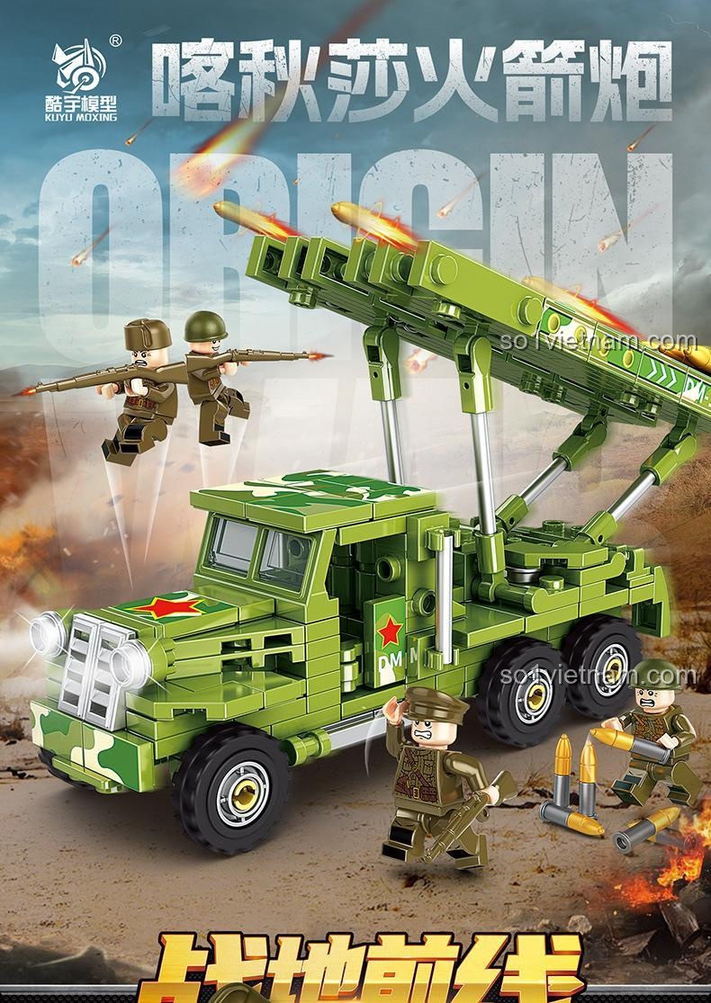 Đồ chơi lắp ráp KUYU MOXING KY7028, 4 mẫu xe quân sự riêng biệt: Xe Tăng T70, Pháo Tự Hành M155, Xe Bọc Thép Bán Xích, Pháo Chống Tăng MSG Scorpion, phù hợp bé trai 6 tuổi.