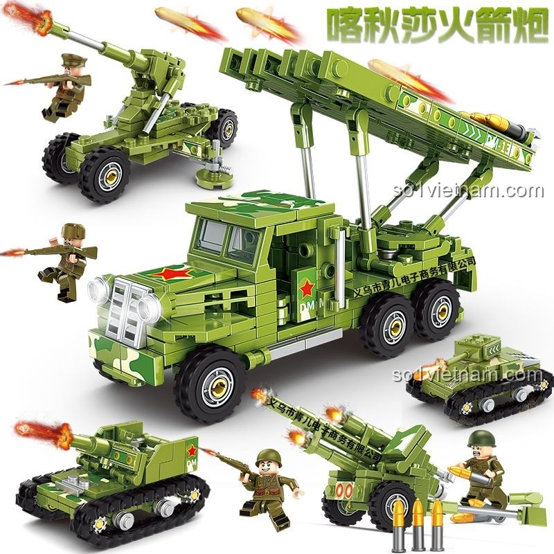 đồ chơi mô hình Pháo Cao Xạ KUYU MOXING KY7034 lắp ráp 4 kiểu cho bé trai 6 tuổi