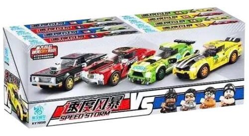 Bộ đồ chơi xe đua KUYU MOXING KY7050 Speed Storm 790 mảnh ghép, bộ 4 xe đua tốc độ kinh hoàng kèm 4 minifigures, giá tốt cho bé trai 6 tuổi.
