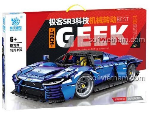 Hình ảnh chi tiết đồ chơi mô hình KUYU MOXING KY7071 Siêu xe Ferrari Daytona SP3 màu xanh dương, với thiết kế khí động học và chi tiết tinh xảo.