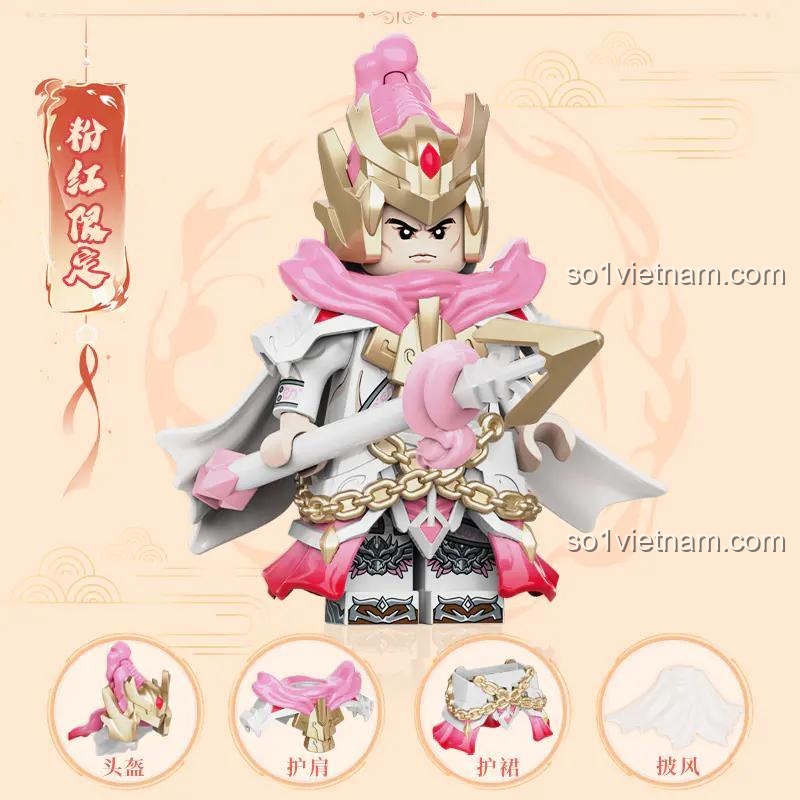Hộp sản phẩm Kuzhao 11027 Minifigure Triệu Vân (Phiên bản Hồng Valentine), đồ chơi mô hình Triệu Vân Hồng Kuzhao, bộ đồ chơi giá tốt cho bé gái 8 tuổi.