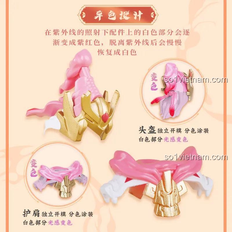 Minifigure Triệu Vân (Phiên bản Hồng Valentine) Kuzhao 11027 đứng oai vệ, đồ chơi mô hình Triệu Vân Hồng Kuzhao, bộ đồ chơi giá tốt cho bé gái 8 tuổi.