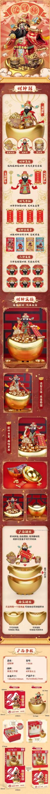 Các bộ phận của mô hình Tài Thần 11028 库造, bộ lắp ghép Thần Tài, đồ chơi lắp ráp