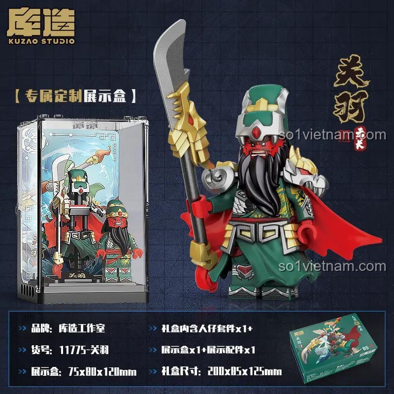 Minifigure Quan Vũ Kuzhao Studio 11775 kèm hộp trưng bày, đồ chơi mô hình Quan Vân Trường chi tiết tinh xảo, giá rẻ cho bé trai 8 tuổi.