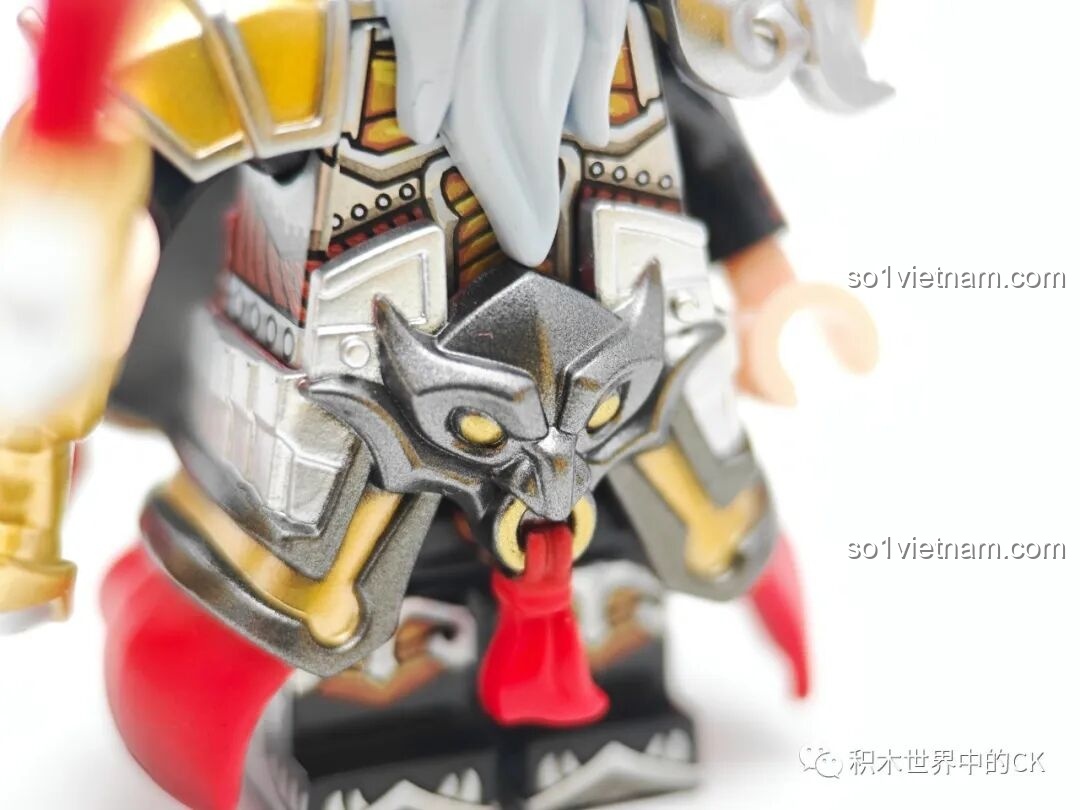 Ba Minifigure Triệu Vân, Hoàng Trung, Quan Vũ Kuzhao Studio 11773, 11774, 11775 đứng cạnh nhau.