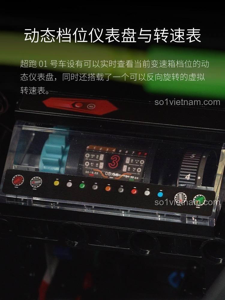 Mô hình siêu xe Lamborghini màu xanh lá và đen, tỉ lệ 1:8, 4100 chi tiết, kiểu Technic, có cửa cắt kéo, động cơ V12, hộp số 6 cấp, điều khiển từ xa, phù hợp cho bé trai 14 tuổi trở lên.