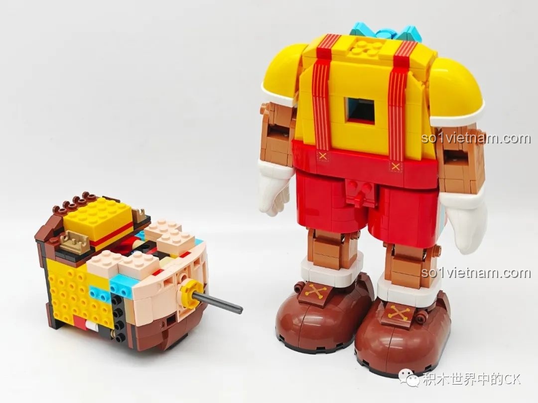 Quá trình lắp ráp phần thân của Pinocchio Wekki 506186, với các mảnh ghép màu sắc tươi sáng và chi tiết.