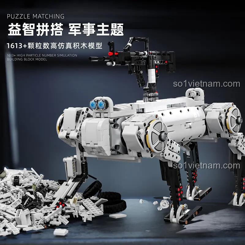 Lắp ráp robot chó máy không người lái 12GO 96009, bộ lắp ghép 1613 mảnh, đồ chơi mô hình robot chiến đấu, đồ chơi giáo dục cho bé trai 6 tuổi