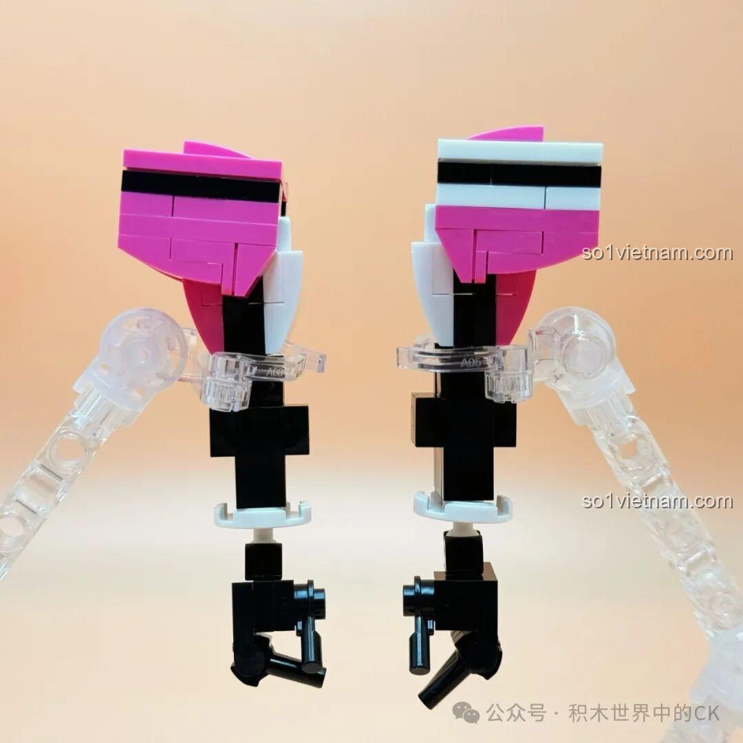 Quá trình lắp ráp phần tay của mô hình Kamen Rider Decade JIESTAR 58189, với các khớp cầu giúp cử động dễ dàng.