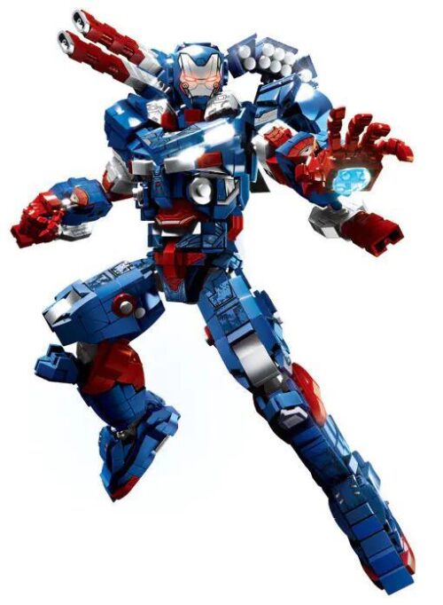Bộ đồ chơi LEGO® tương thích Người Sắt Patriot 76100 của 乐宜积木LY, mô hình Người Sắt Patriot với 1865 mảnh ghép, độ tuổi 14+, màu xanh dương và đỏ
