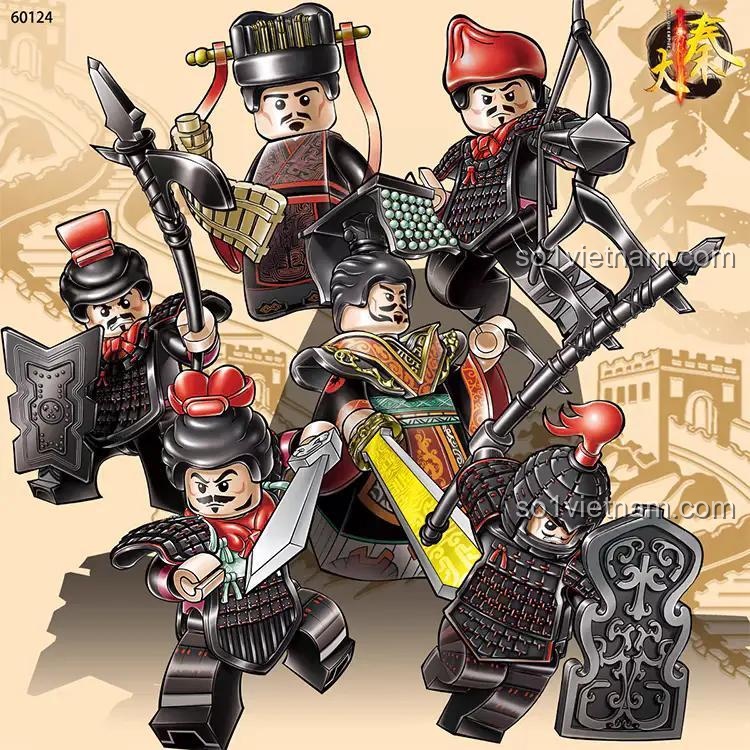 Hộp sản phẩm Bộ Lính Tần Thủy Hoàng 60124, 6 nhân vật minifigure độc đáo, đồ chơi lắp ghép Lính Tần, giá tốt, cho bé trai 6 tuổi
