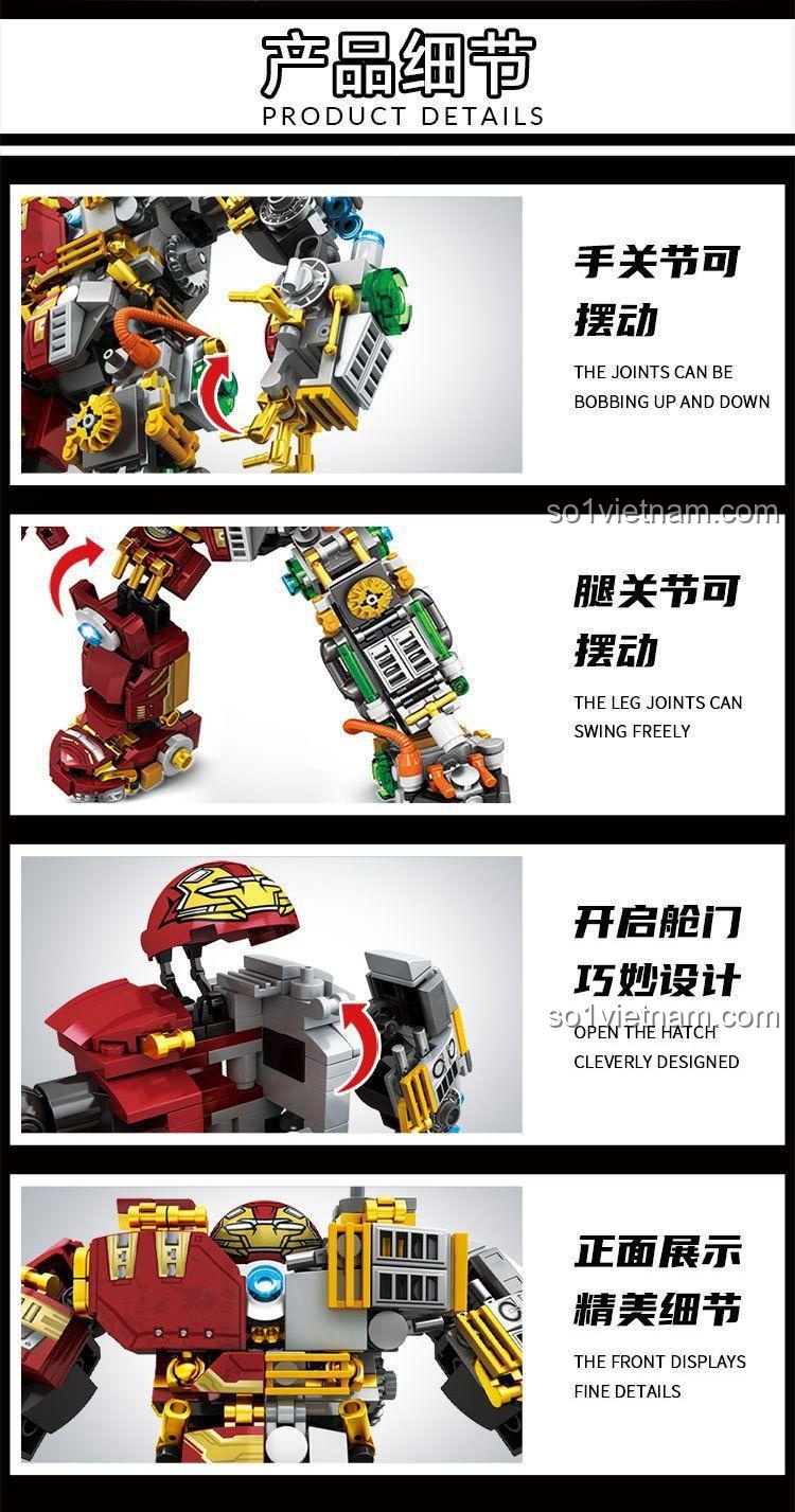 Chi tiết cửa mở được của mô hình Bán Giáp Thép Thống Lĩnh 88079 của 乐毅积木, đồ chơi lắp ghép cho bé trai 6 tuổi