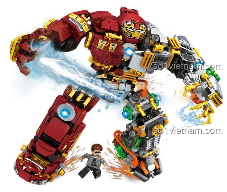 Mô hình Bán Giáp Thép Thống Lĩnh 88079 của 乐毅积木 cùng minifigure, đồ chơi lắp ghép cho bé trai 6 tuổi