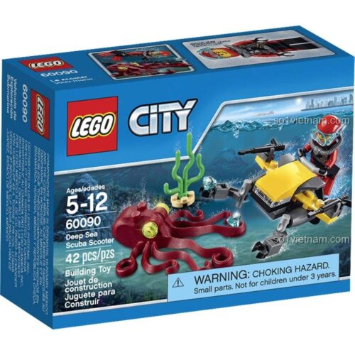 Bộ lắp ghép LEGO® 60090 Xe lặn biển sâu, góc nhìn khác của hộp, đồ chơi lắp ghép chất lượng cao cho trẻ em.
