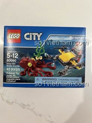 Xe lặn biển sâu LEGO® 60090, mặt trước hộp sản phẩm, đồ chơi phát triển tư duy cho bé trai 5 tuổi.