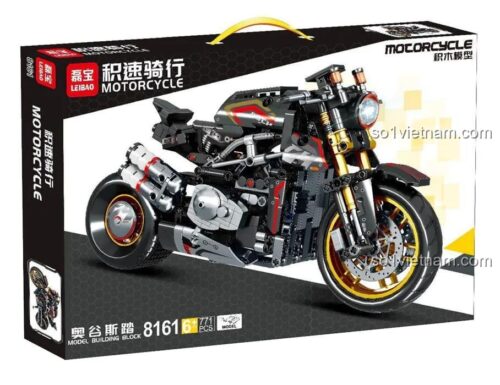 Hộp sản phẩm bộ lắp ghép mô tô Agusta LEIBAO 8161, có hình ảnh mô hình xe, thông số 771 mảnh, 6+ tuổi