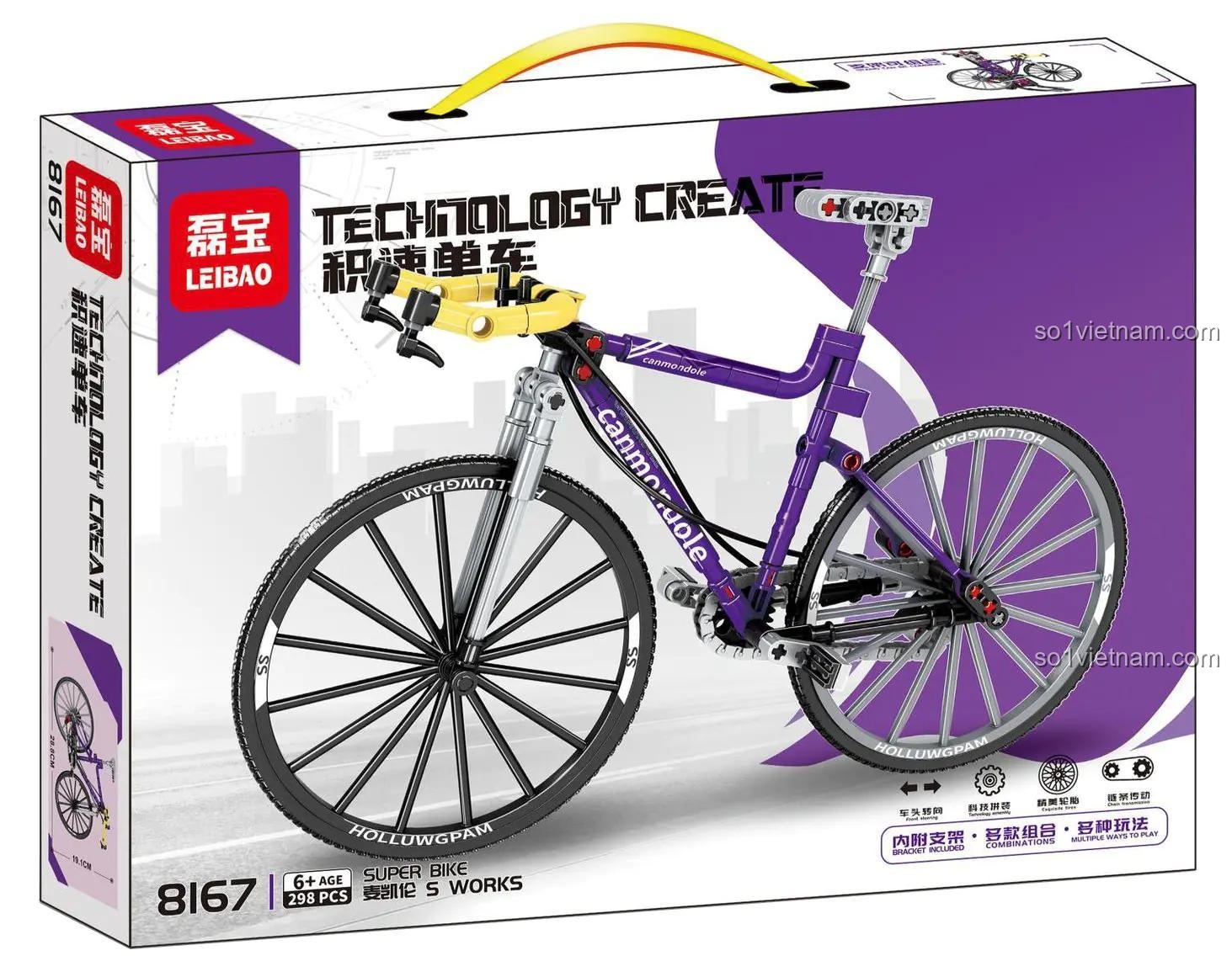 Hộp bộ đồ chơi LEIBAO 8167 Xe Đạp Đua S-WORKS McLaren 298 mảnh ghép, chất lượng cao, giá tiết kiệm cho bé trai 6 tuổi.