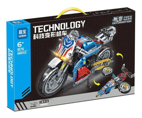 Hộp sản phẩm bộ lắp ghép Mô tô Biến hình Captain America Leibao 8176, đồ chơi sáng tạo cho bé trai 6 tuổi, giá rẻ.