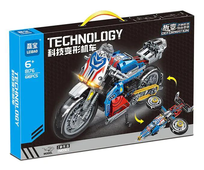 Hộp sản phẩm bộ lắp ghép Mô tô Biến hình Captain America Leibao 8176, đồ chơi sáng tạo cho bé trai 6 tuổi, giá rẻ.
