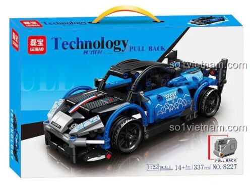 Hộp bộ đồ chơi LEIBAO 8227 Xe Đua Công Nghệ Kéo Lùi, mô tả tỉ lệ 1:22, 337 chi tiết, phù hợp con trai 14 tuổi, giá rẻ