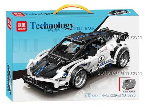 Hộp bộ lắp ráp LEIBAO 8228 Xe Đua Kéo Lùi Pagani, đồ chơi xếp hình chất lượng cao cho bé trai 14 tuổi.