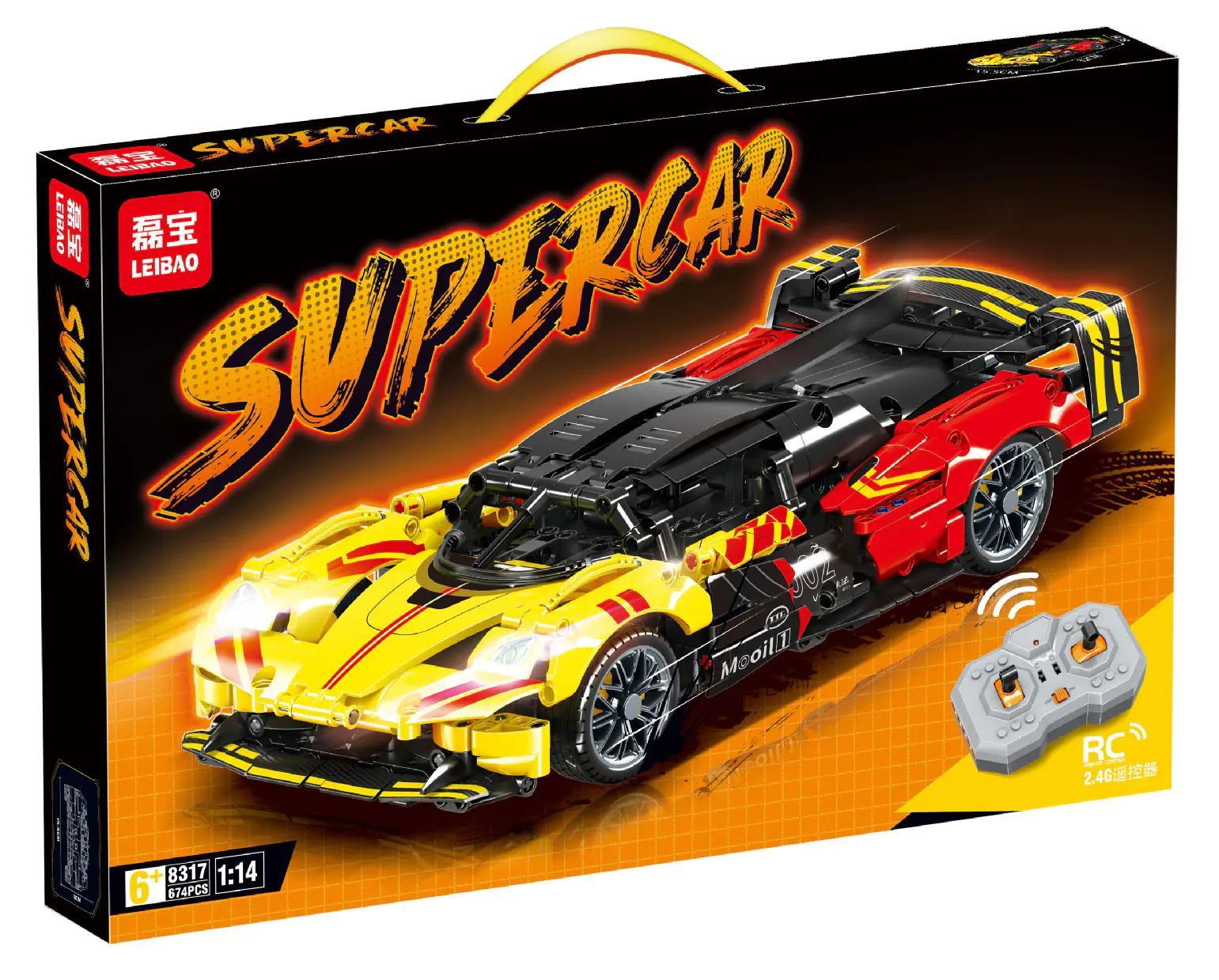 LEIBAO 8317 Siêu xe影魔跑车, bộ đồ chơi xe hơi điều khiển từ xa tỉ lệ 1:14, 674 mảnh, có đèn LED, dành cho bé trai 6 tuổi