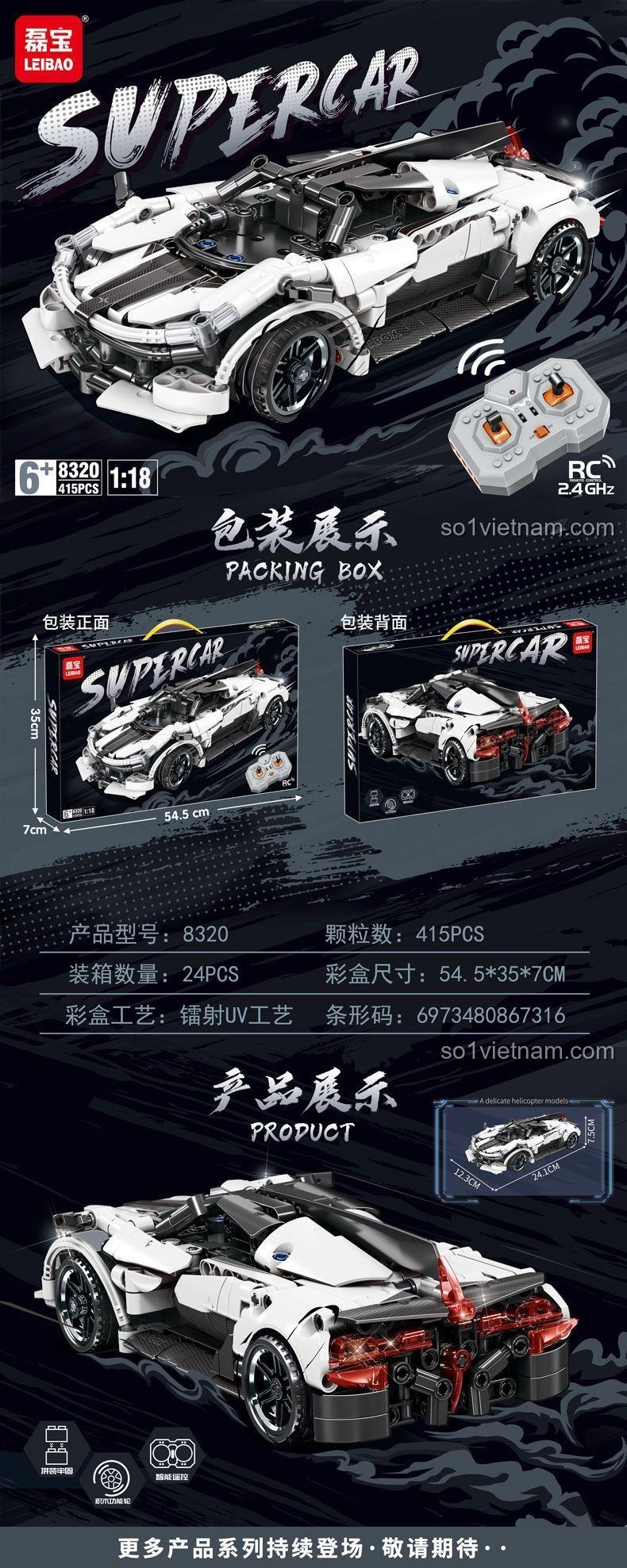 Mô hình Siêu xe Koenigsegg LEIBAO 8320 lắp ráp điều khiển từ xa tỉ lệ 1:18