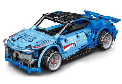 LEIBAO 8328 bộ đồ chơi Siêu xe Bugatti xanh tỉ lệ 1:22, 360 mảnh, Technic, Pull Back, cho bé trai 14 tuổi