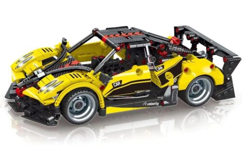 Mô hình xe thể thao bắn tốc độ LEIBAO 8373 màu vàng đen, 465 chi tiết, phong cách Technic, đồ chơi lắp ráp cho bé trai 6 tuổi