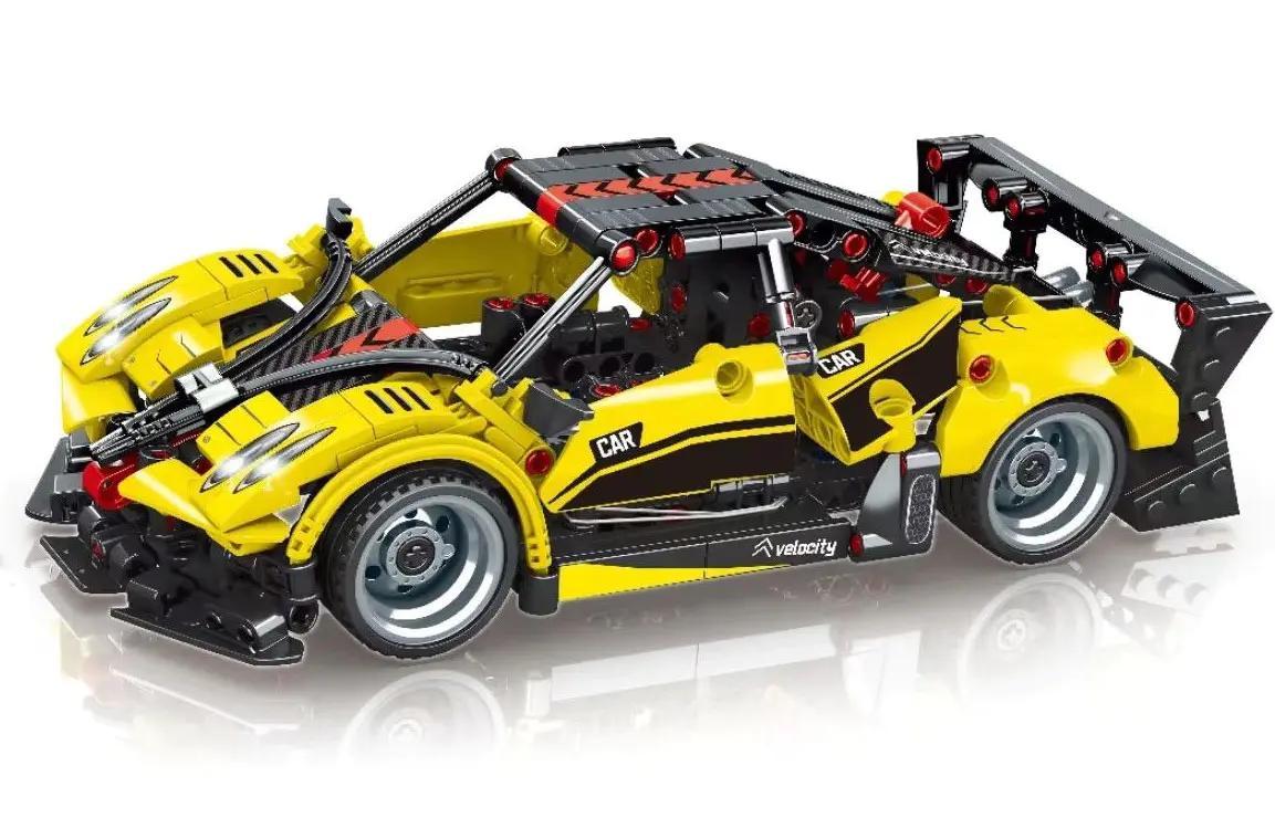 Mô hình xe thể thao bắn tốc độ LEIBAO 8373 màu vàng đen, 465 chi tiết, phong cách Technic, đồ chơi lắp ráp cho bé trai 6 tuổi