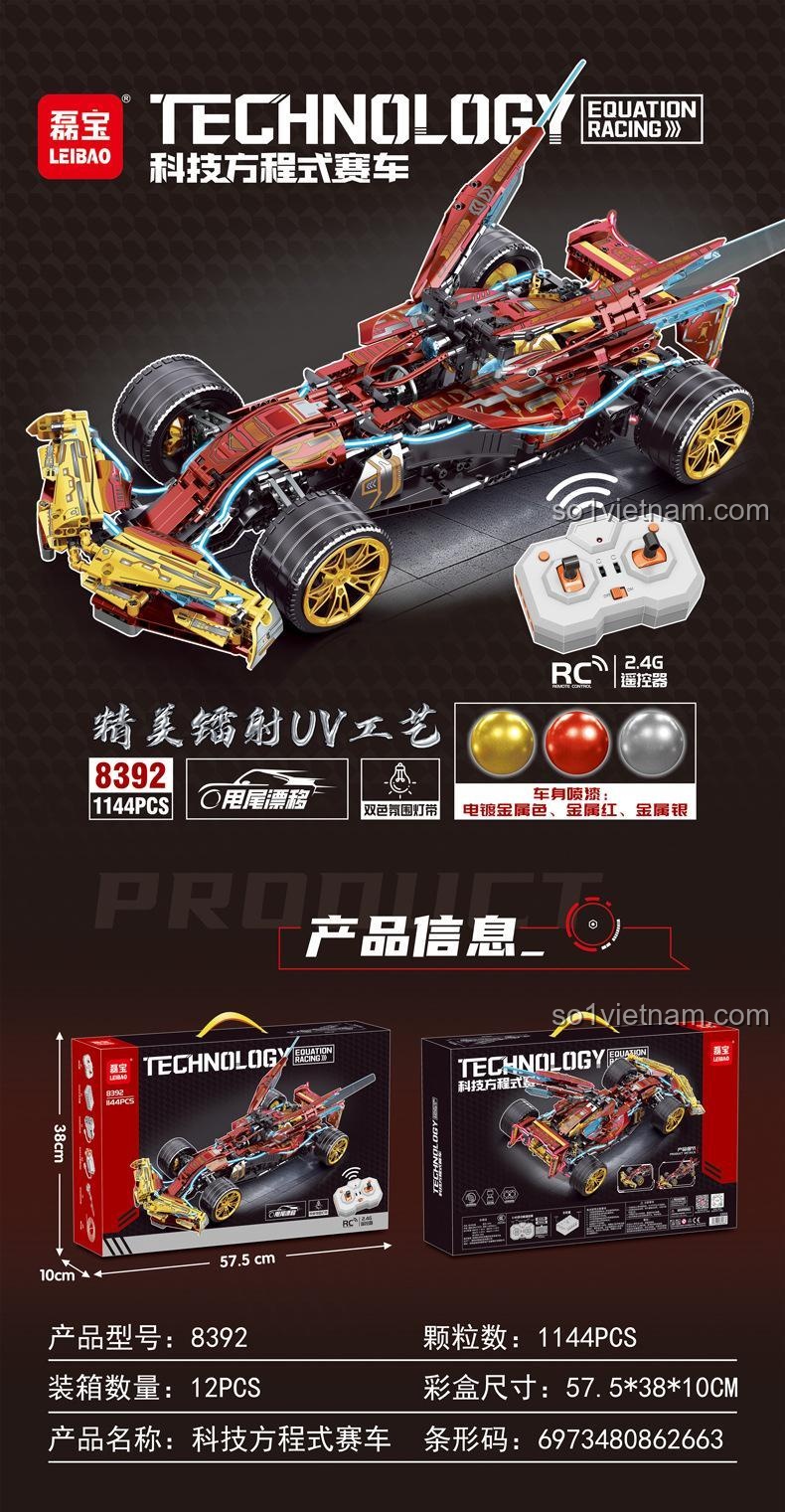 Mô hình Xe Công Thức Đỏ LEIBAO 8392 1144 mảnh điều khiển từ xa