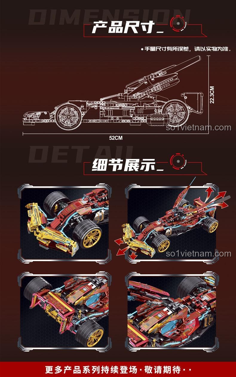 Chi tiết mô hình Xe Công Thức Đỏ LEIBAO 8392 1144 mảnh điều khiển từ xa