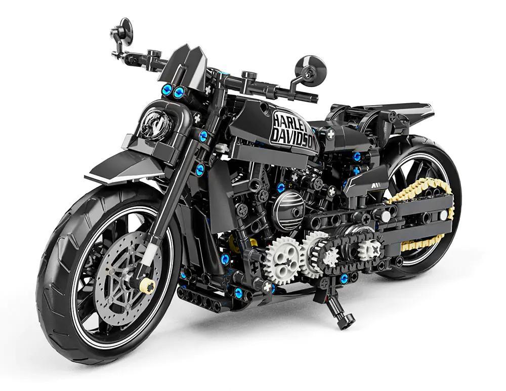 Mô tô Harley-Davidson Dark Knight LEIMAO H1127 bộ lắp ghép chi tiết chân thực, bánh răng chuyển động, đồ chơi kỹ thuật cho bé 14 tuổi