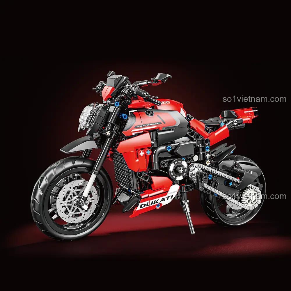 Mô hình xe mô tô Ducati V4S LEIMAO H1128, bộ lắp ráp kỹ thuật, 816 mảnh, cho bé 14 tuổi, nhìn từ phía trước