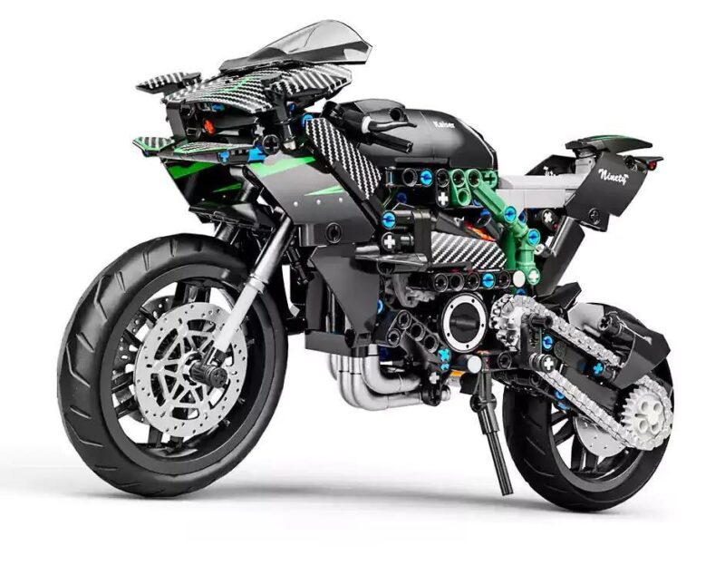 Mô hình xe máy Kawasaki H2 LEIMAO H1129, đồ chơi lắp ráp cho bé trai 14 tuổi, chi tiết chân thực, tốc độ đỉnh cao
