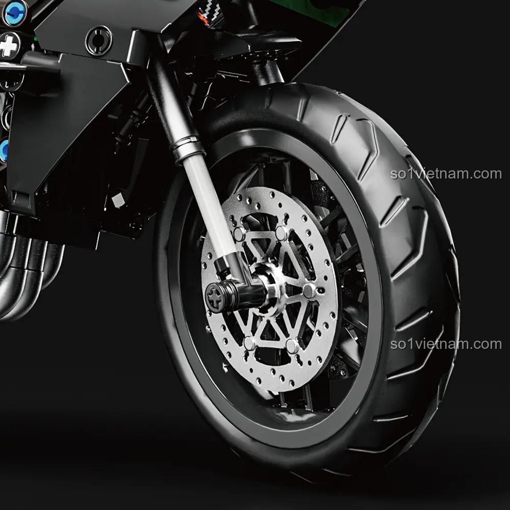 Mô hình xe máy Kawasaki H2 LEIMAO H1129, chi tiết tay lái, đồ chơi STEM cho bé trai 14 tuổi