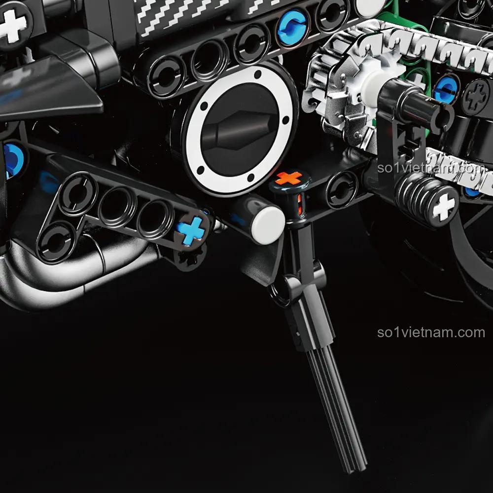 Mô hình xe máy Kawasaki H2 LEIMAO H1129, chi tiết chân chống, đồ chơi lắp ráp cho bé trai 14 tuổi