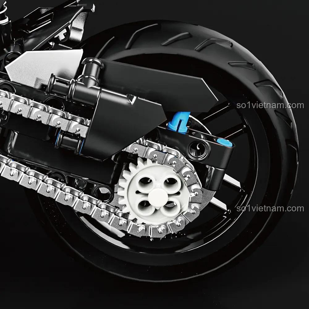 Mô hình xe máy Kawasaki H2 LEIMAO H1129, chi tiết dây xích truyền động, đồ chơi giáo dục cho bé trai 14 tuổi