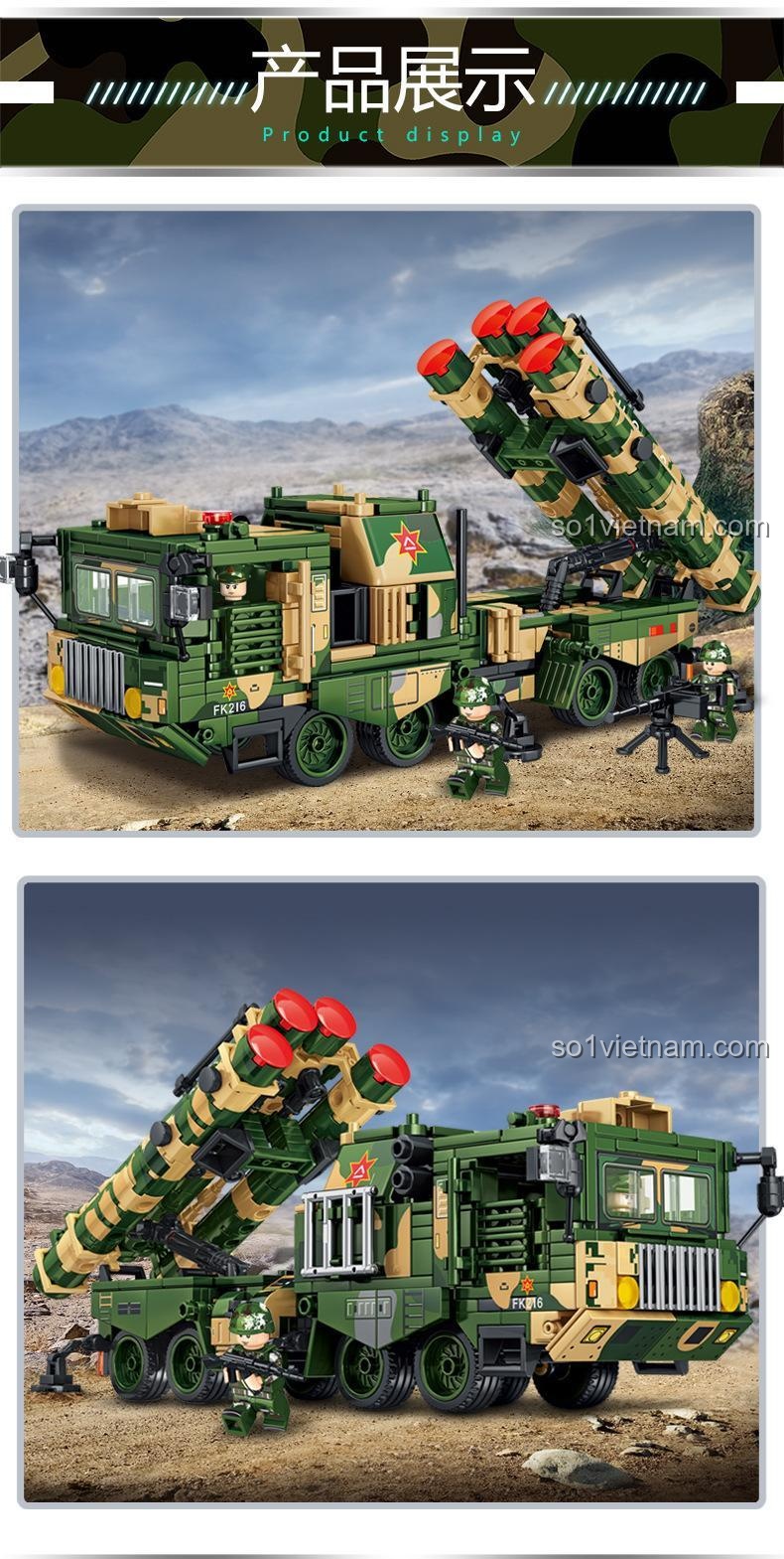 Mô hình Tên lửa Phòng không HQ-9 Leyi Bricks 81018, đồ chơi lắp ghép quân sự 638 chi tiết, cho bé trai 5 tuổi