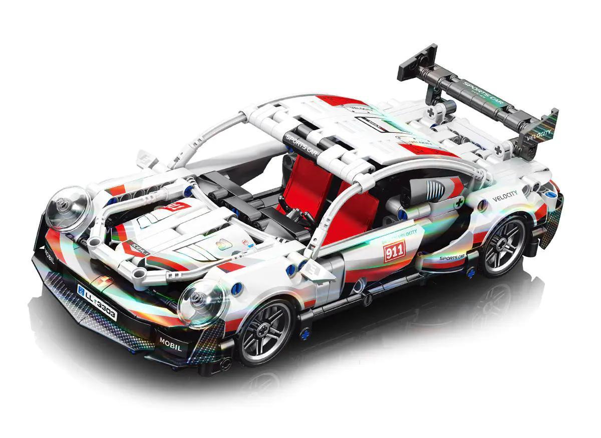 Mô hình bộ lắp ghép Xe Porsche màu trắng, thiết kế thể thao, động cơ kéo lùi, dành cho Con trai 6 tuổi. Một đồ chơi lắp ráp Xe đua Porsche giá tốt.
