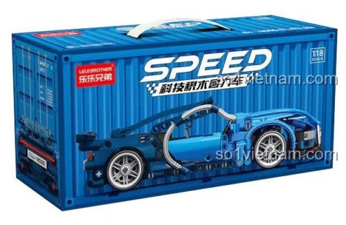 Hộp bộ lắp ghép LELE BROTHER 9055-5 Siêu xe Bugatti Chiron, tỉ lệ 1:18, chất lượng cao, đáng tiền cho bé trai 6 tuổi.