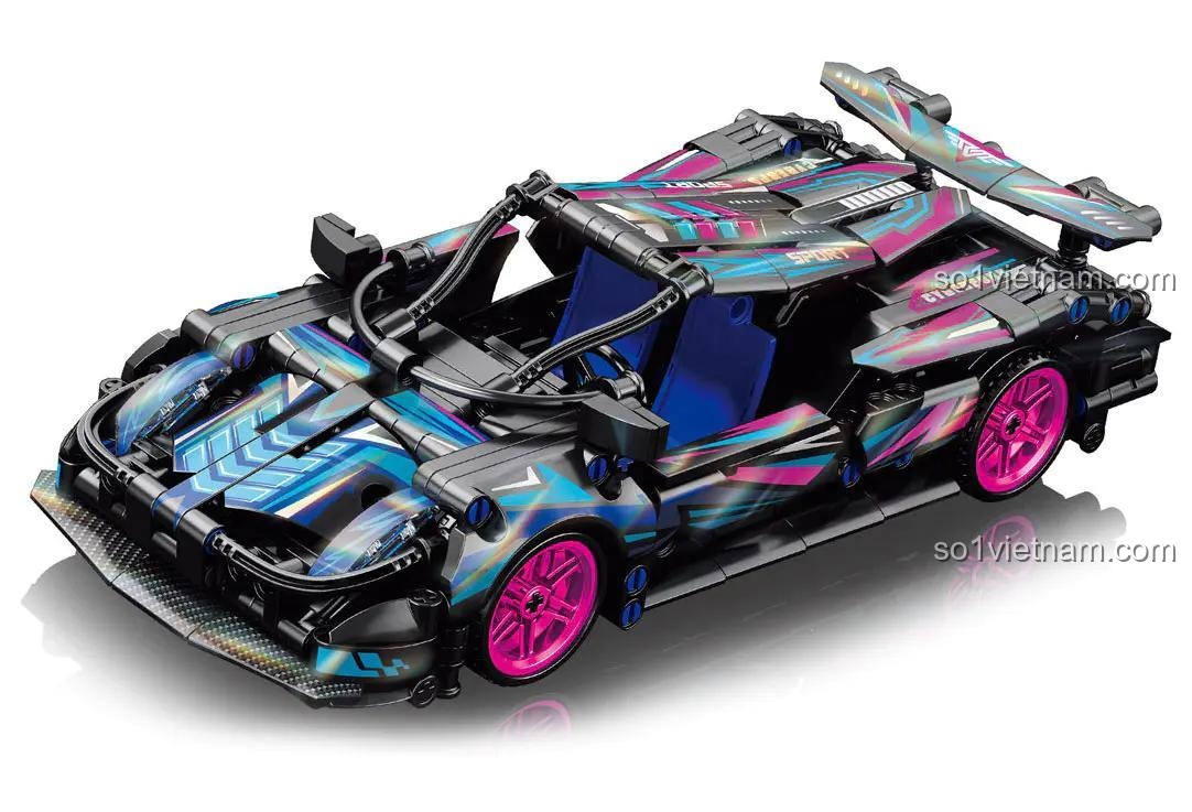 Đồ chơi lắp ráp Xe Đua Kéo Lùi LELE BROTHER 90558 màu đỏ, mô hình Xe Ferrari Đua cho bé trai 6 tuổi, chất lượng cao.