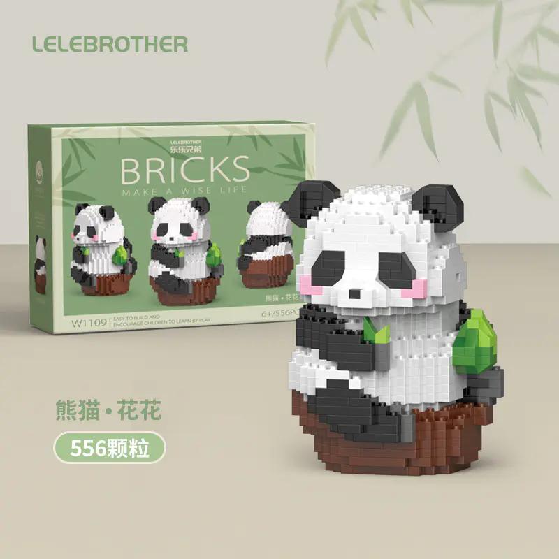bộ lắp ghép Panda Hoa Hoa Ăn Trúc LELE BROTHER W1109, đồ chơi lắp ghép cho bé gái 6 tuổi, mô hình mini block chất lượng cao, giá tốt